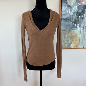 We The Free Brown Ribbed Sweater